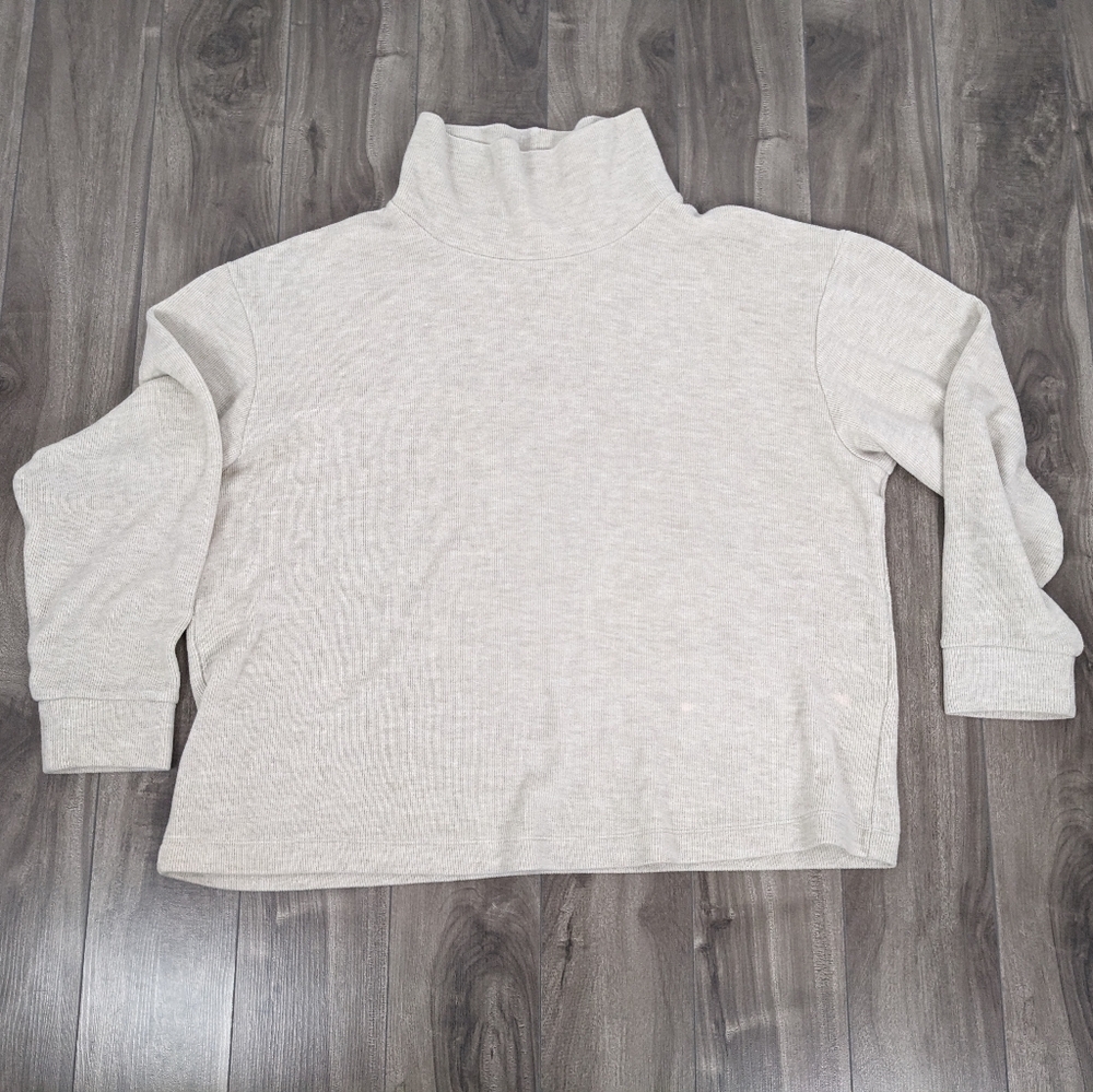 Uniqlo Cream Sweater Mock Turtleneck Size Large Boxy Loose Fit